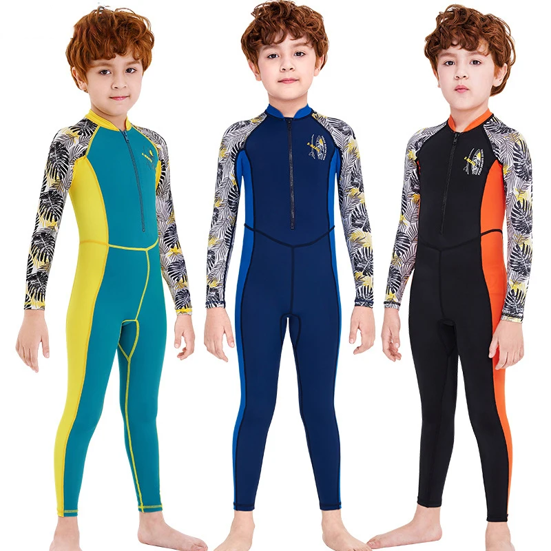

2023 Baby Boy Wetsuits Long Sleeve Kids One Piece Swimsuit Sport Diving Children Swimwear Elastic Kids Bathing Clothes