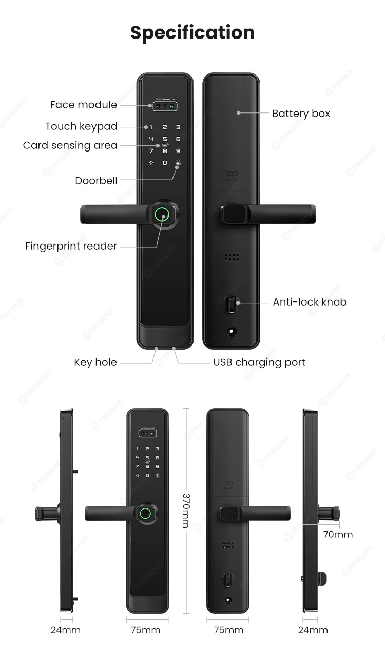 Ttlock App 3D Face Recognition Digital Door Camera Fingerprint cerradura intelig