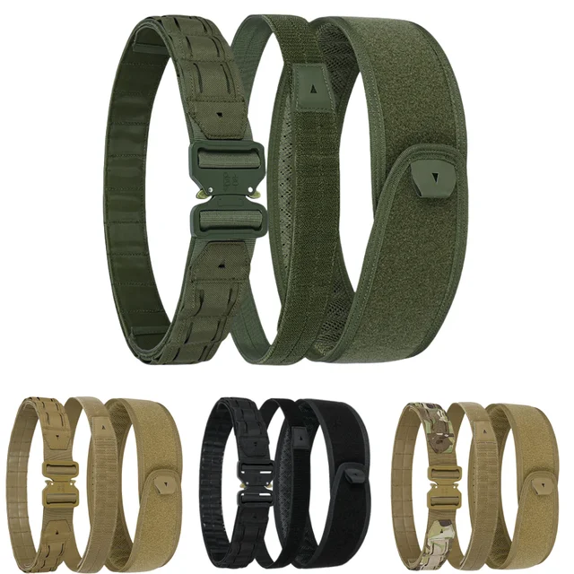 Tactical Belt 3 IN 1 Laser Cut Quick Release Buckle MOLLE Combat Shooting Belt with Inner Belt & Back Support Pad