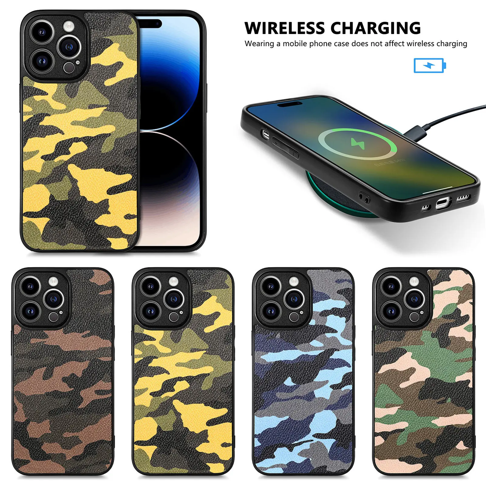 

Wireless charging Camouflage Phone Case For Xiaomi Mi 12 11 Ultra 10 9 11T 10T 9T Pro Lite Redmi 10 10C Leather Shockproof Cover