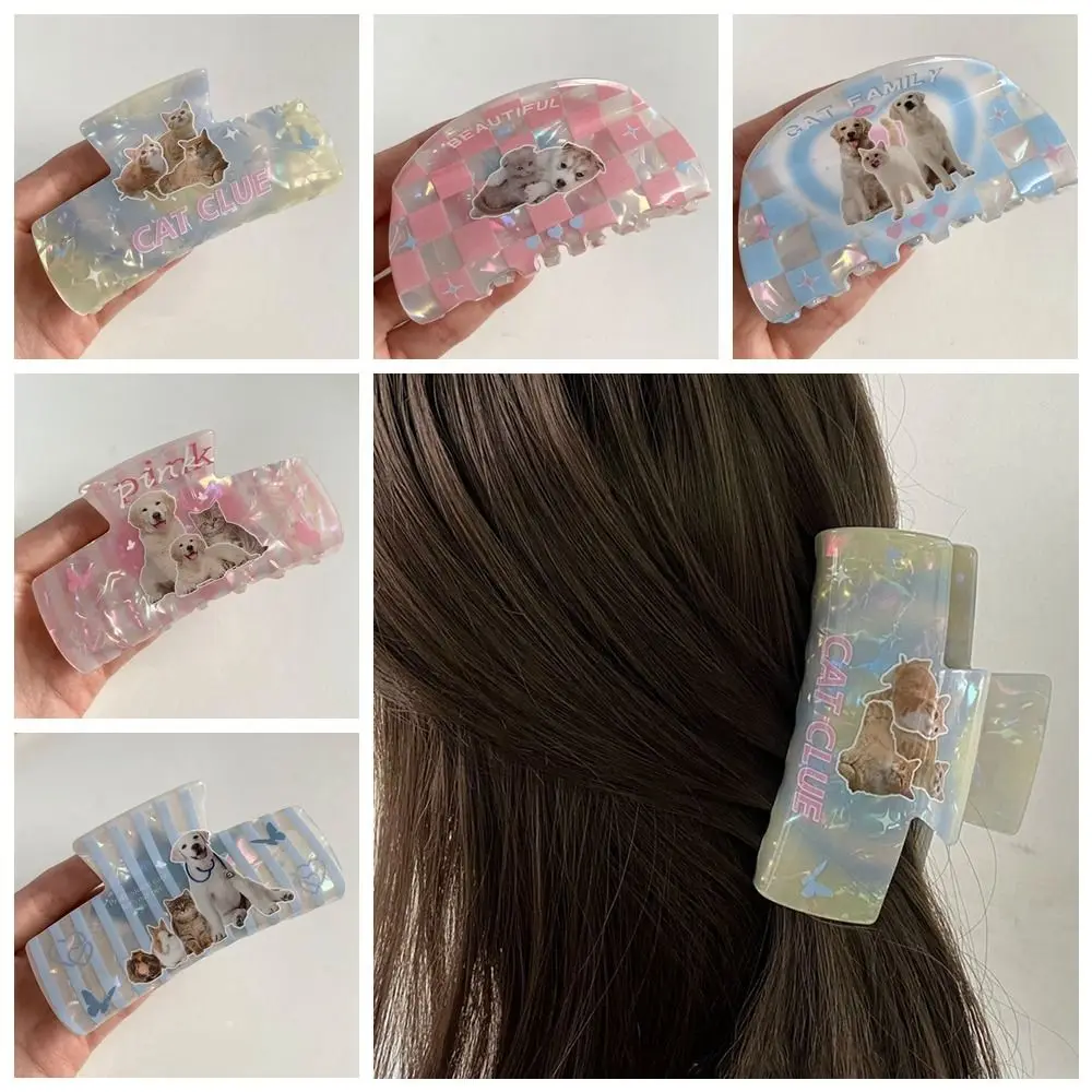 

Acrylic Dog Hair Claw Creative Puppy Printing Animal Shark Clip Headwear Cartoon Cat Hair Clip Girls