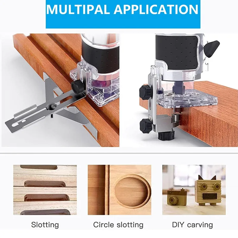 Woodworking Electric Trimmer 30000RPM Wood Milling Engraving Slotting Trimming Machine Hand Carving Router  for 1/4 Inch 6.35mm 5