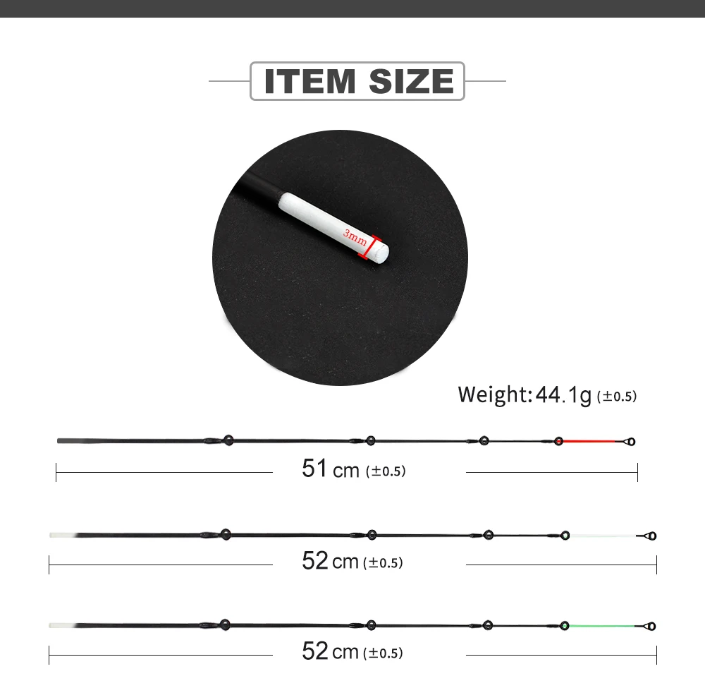 FTK Glasfaser-Spitze M/L/H 50-120g Feeder Karpfenrute Spitze Angelzubehör Angelausrüstung – Detail 2