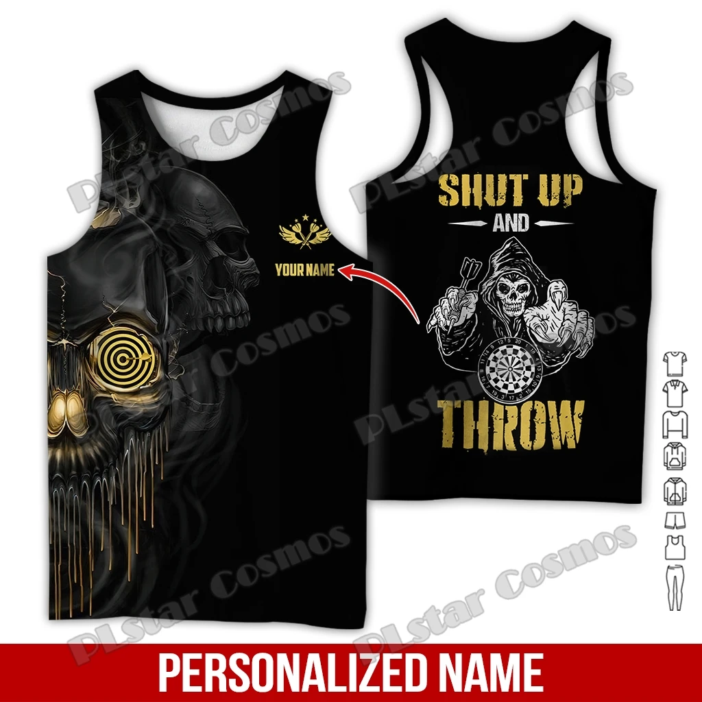 Personalisierte Name Darts Schädel Muster 3D Gedruckt Herrenmode Weste Sommer Unisex Casual Tank Tops Geschenk Für Darts Liebhaber BXD24 – Detail 9