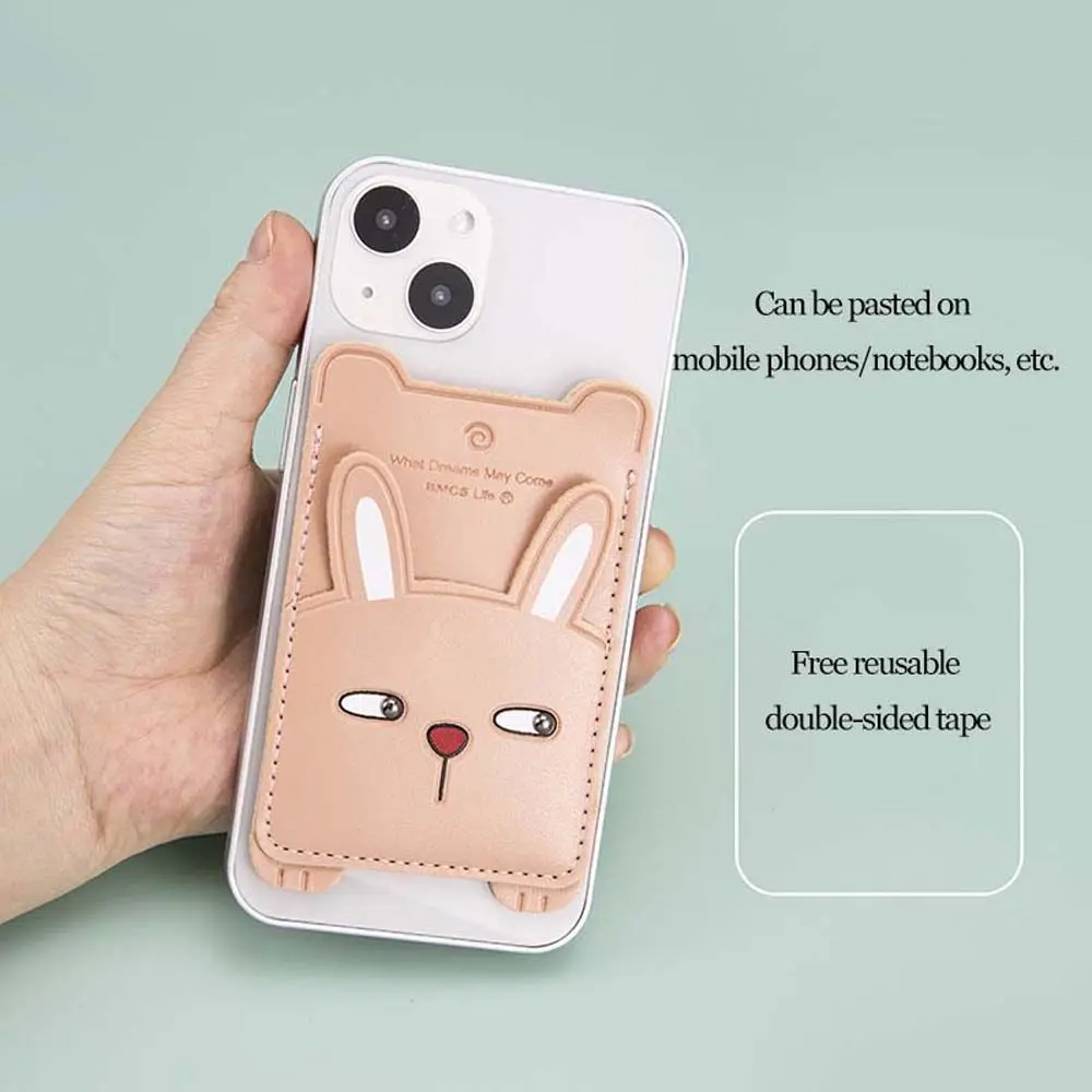 

Cute Credit Card Holder Cartoon Adhesive Sticker ID Bus Card Phone Card Holder Storage Wallet Phone Back Pocket Mobile Wallet