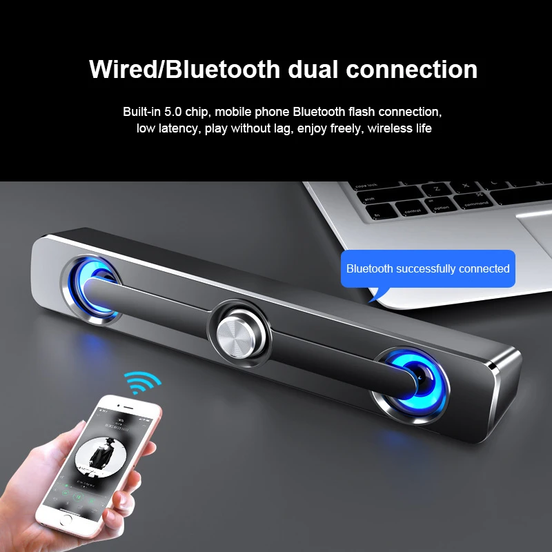 Wireless Computer Speaker Stereo Subwoofer Bass Speaker Surround Sound Bar Box LED For TV PC Laptop Phone Tablet MP3