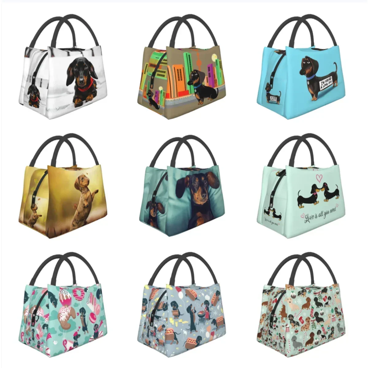 

Cute Dachshund Dog Insulated Lunch Bags for Women Sausage Wiener Badger Dogs Portable Thermal Cooler Bento Box Work Travel