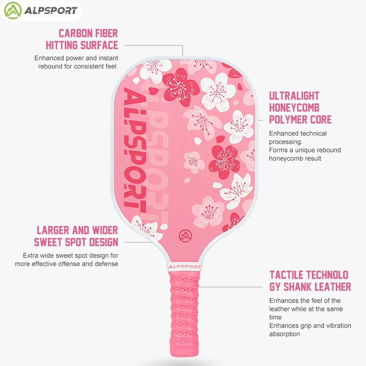 ALPSPORT USAPA Approved pickleball paddle Thermoformed Unibody T700 Raw Carbon Fiber Spin Textured Surface With Foam Edge pickleball paddle