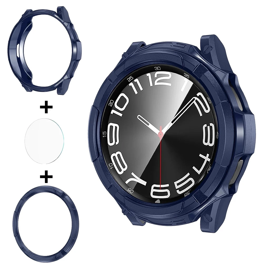 حافظة + زجاج لساعة سامسونج جالاكسي 6 كلاسيك 43 ملم...