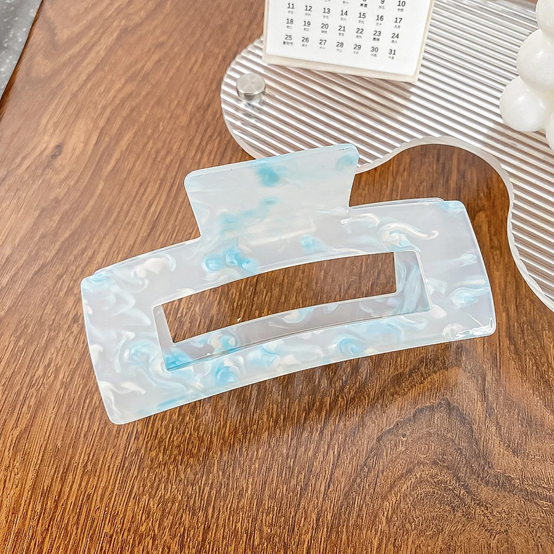 Korean New Simple 12CM Oversized Geometric Square Hollowed Hair Clip Temperament Fashion Acrylic Shark Clip Hair Accessories