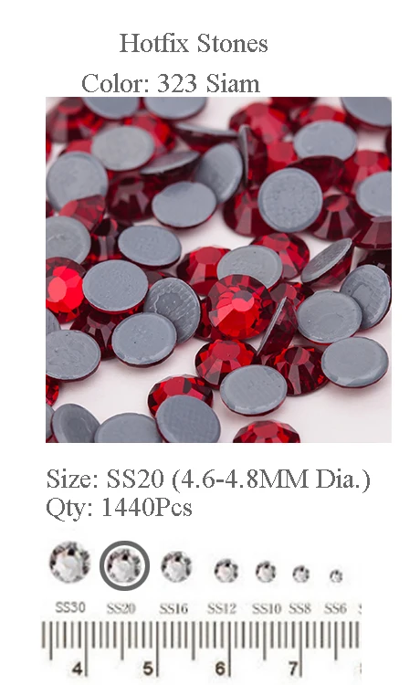 STRASS MC Stone 100 Strass Termoadesivi – SS20 5mm, Colore Rosso Light Siam, Hotfix Per Abbigliamento E Fai Da Te