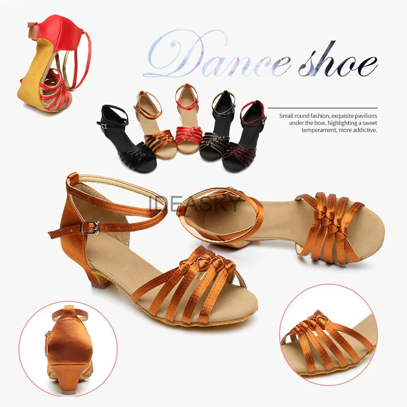 Children Latin Dance Shoes Girls Woman Ballroom Tango Dancing Shoes Wholesale Dance Shoes For Girls Low Heel Kids Salsa Sandals