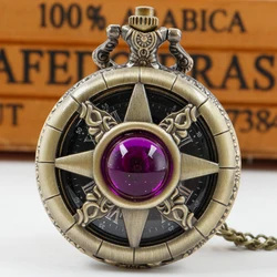 Reloj de bolsillo de cuarzo Unisex para mujer, diseño de joyería de gema, collar de regalo, púrpura, rojo, amarillo, verde, Vintage, CF1481