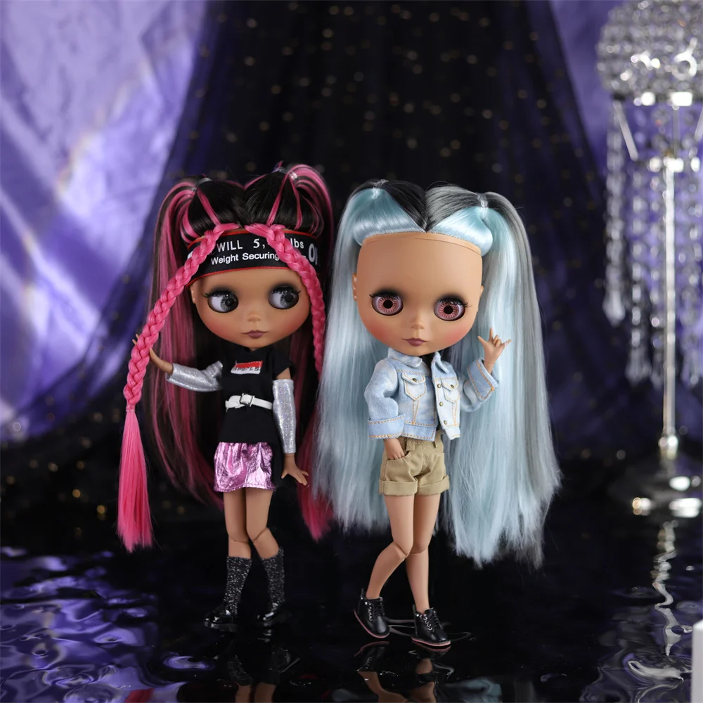 ICY DBS Blyth doll black skin matte face nude doll and set joint body gift for boy girl reborn doll