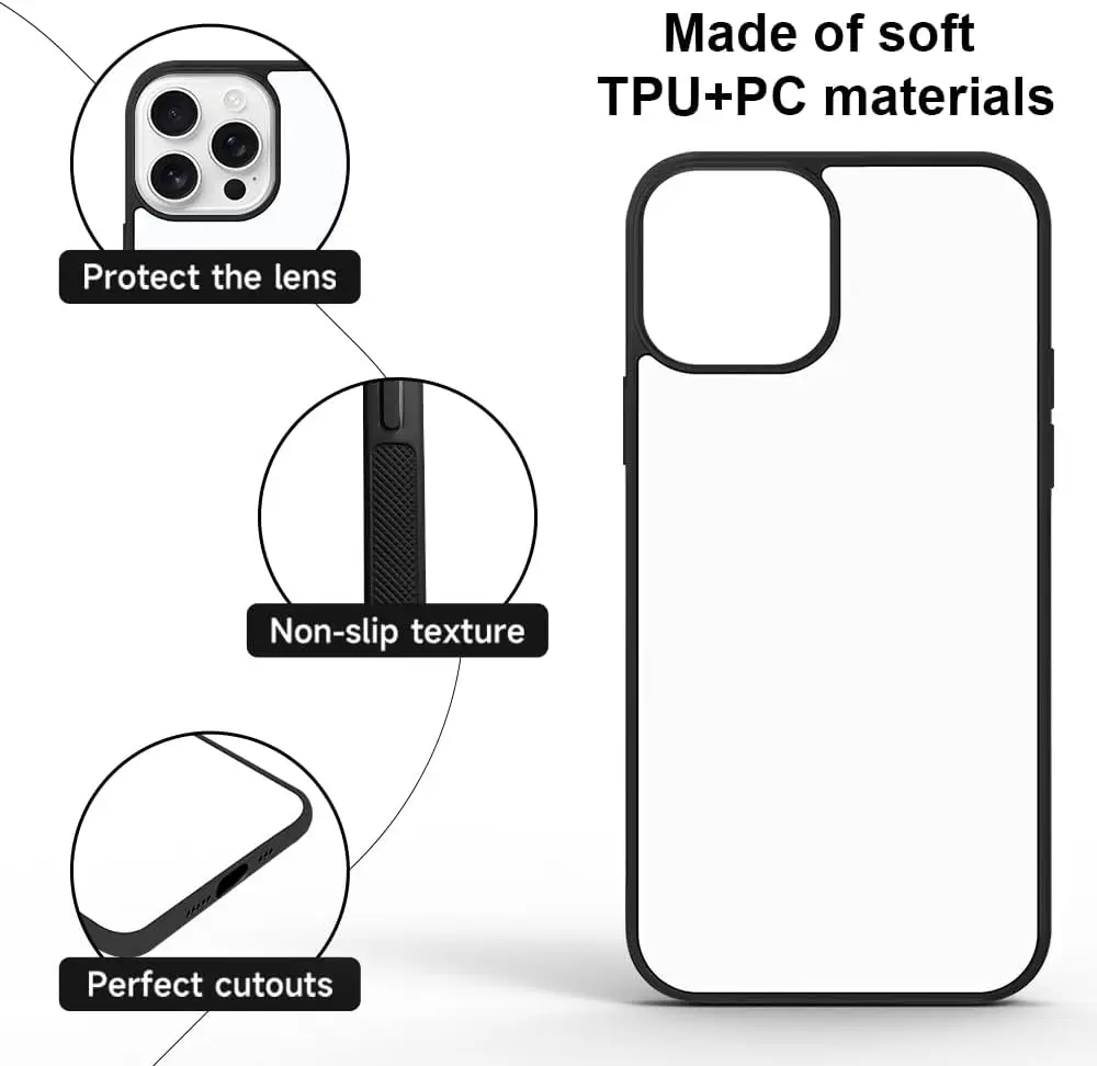 5-Pack Sublimation Blank Phone Cases with Aluminum Inserts
