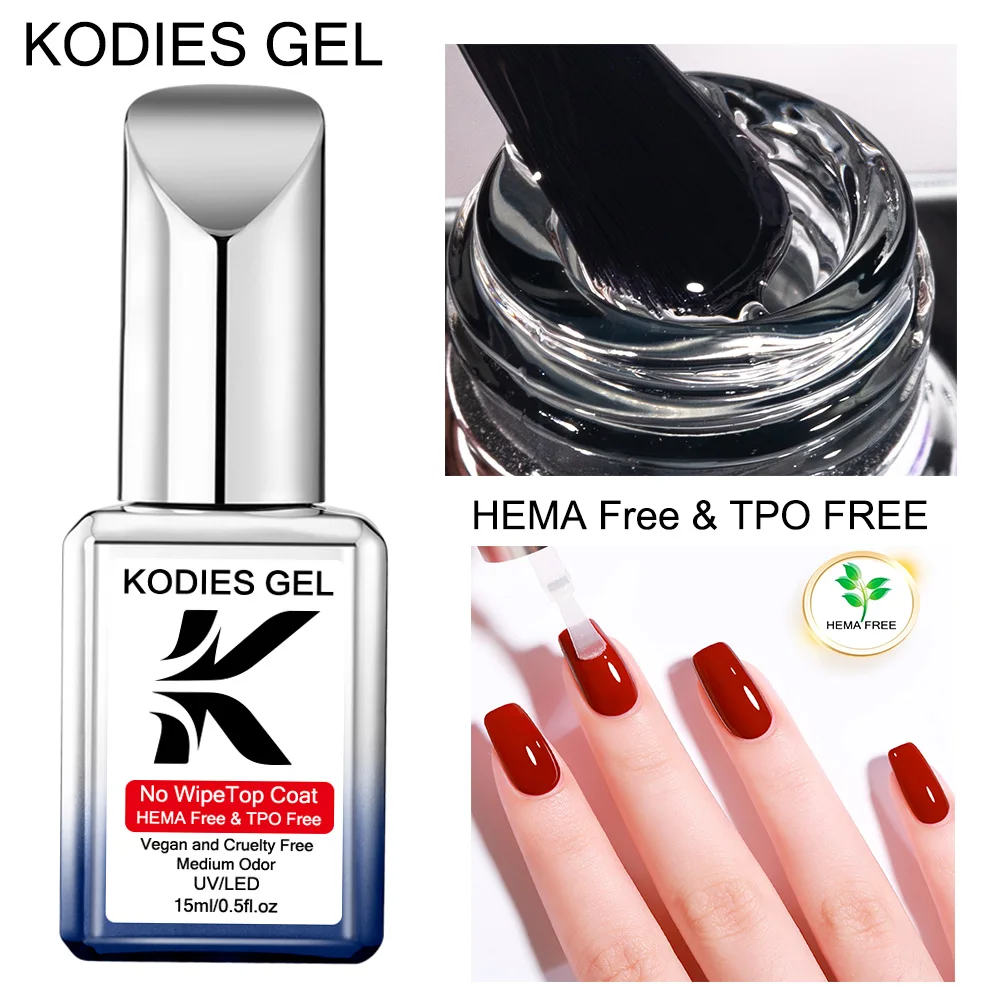 KODIES 젤 HEMA /TPO 프리 탑 코트 UV 젤 네일 광택제, 슈퍼 샤..