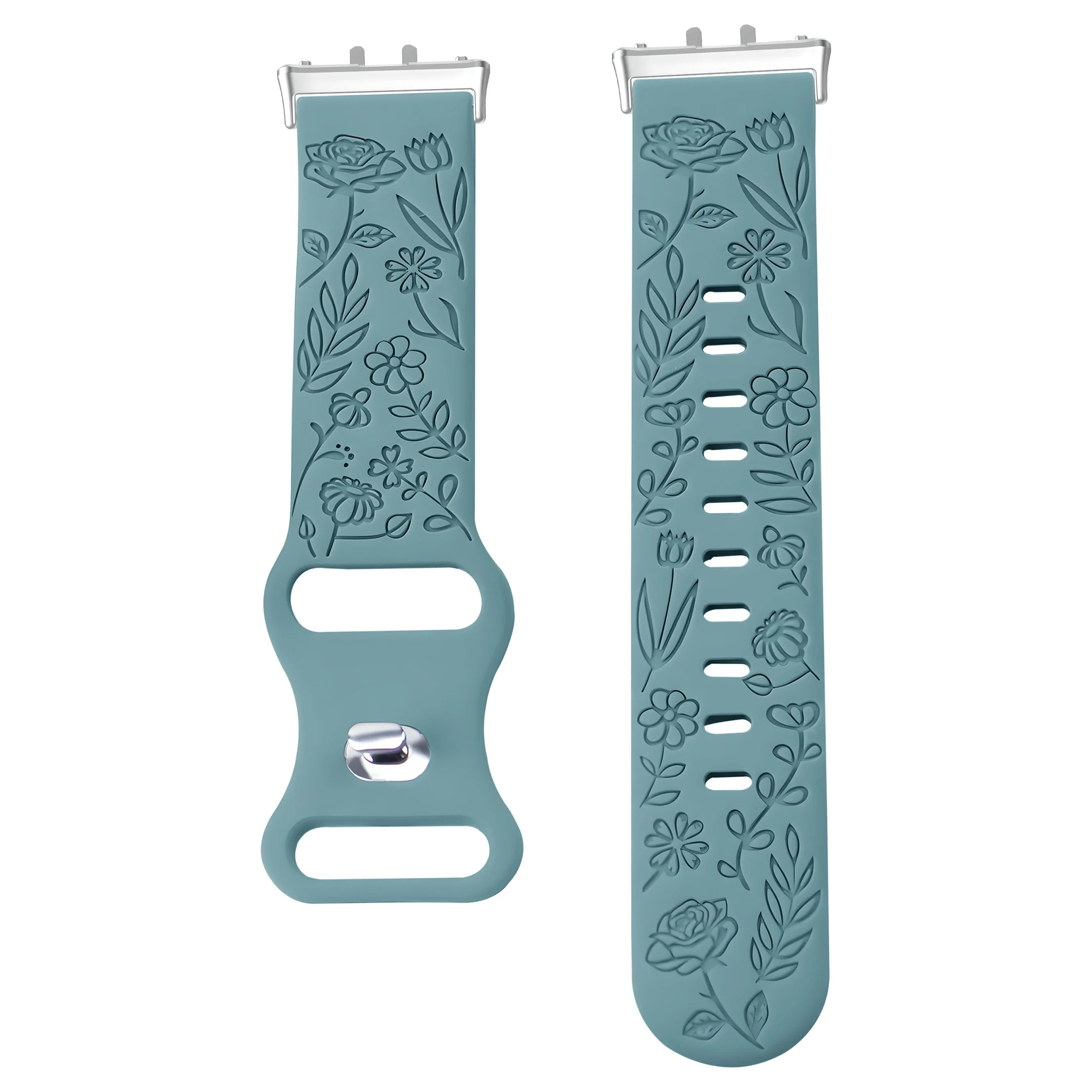 Floral Design Silicone Engraving Watch Strap Bracelet
