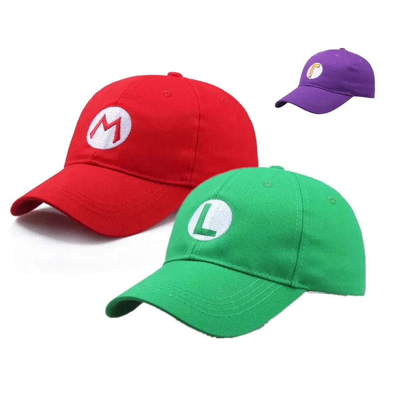Street Cartoon Super Luigi Bros Baseball Cap Adjustable Costumes Cosplay Embroidery Accessories
