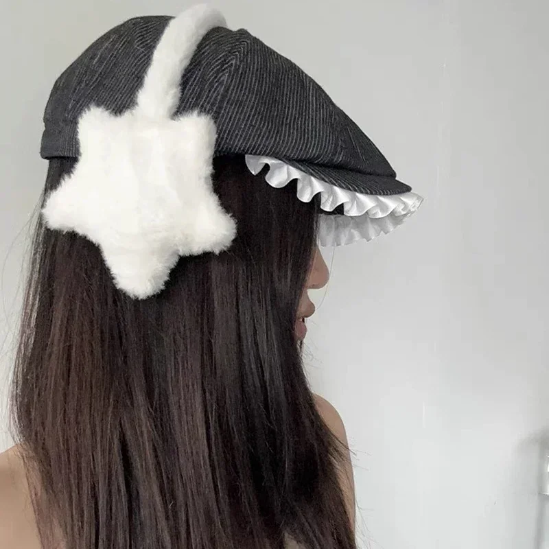 Star Fluffy Ear Muffs Earplugs Cold Protection Woman Ear Cover Solid Plush Earmuffs Warm Headphones Girl Accessories Gifts warm earmuffs fur earmuffs