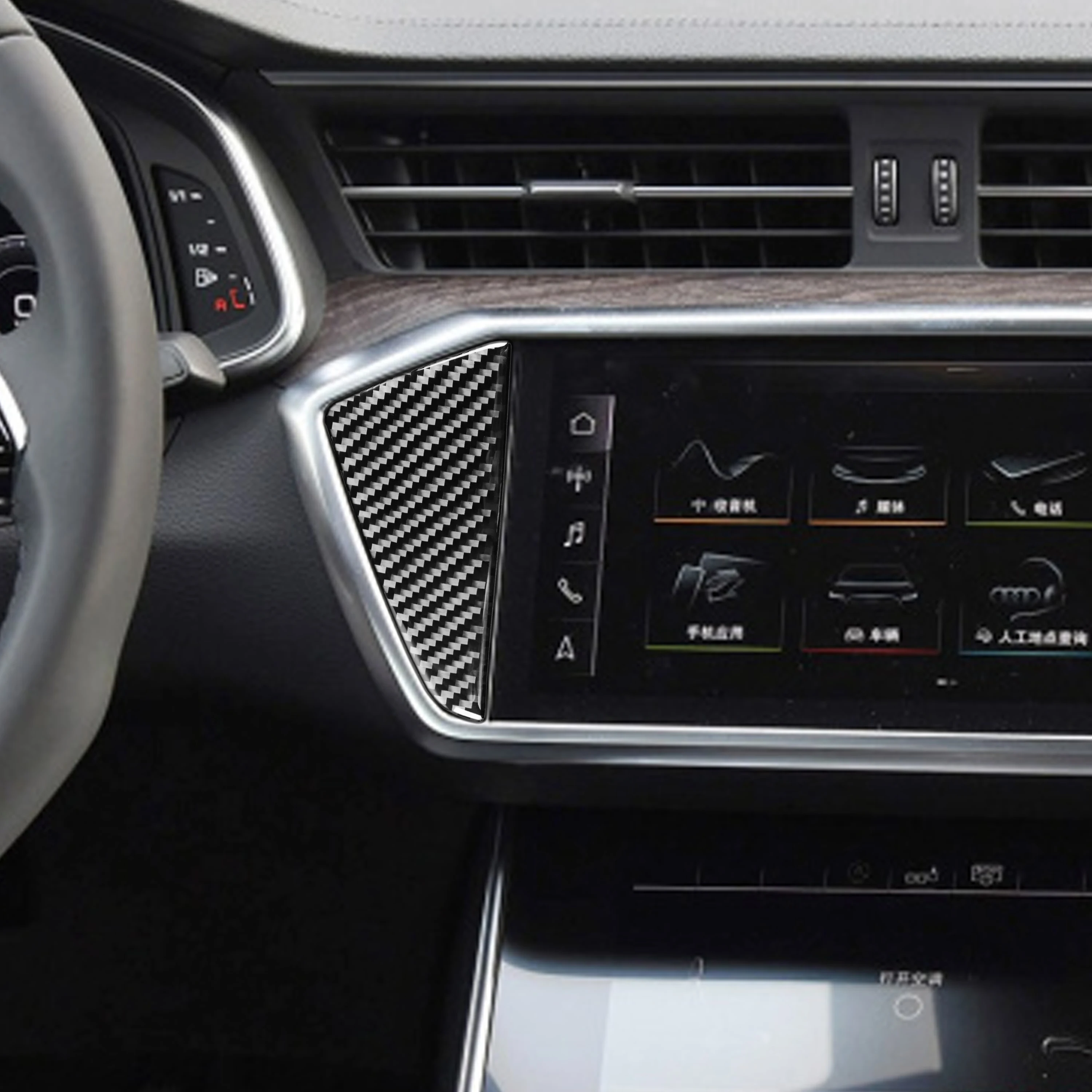 Copertura Pomello Cambio In Fibra Di Carbonio KUNGKIC Per Audi A6 A7 Q7 Q8 RS6 RS7 SQ8 S8 2019-2022 – Adesivo Interno Decorativo Nero