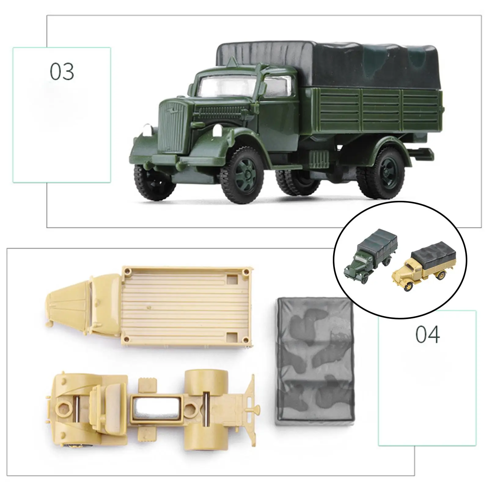 Set of 2 1/72 4D Assemble Truck Armored Vehicle Building Collectibles