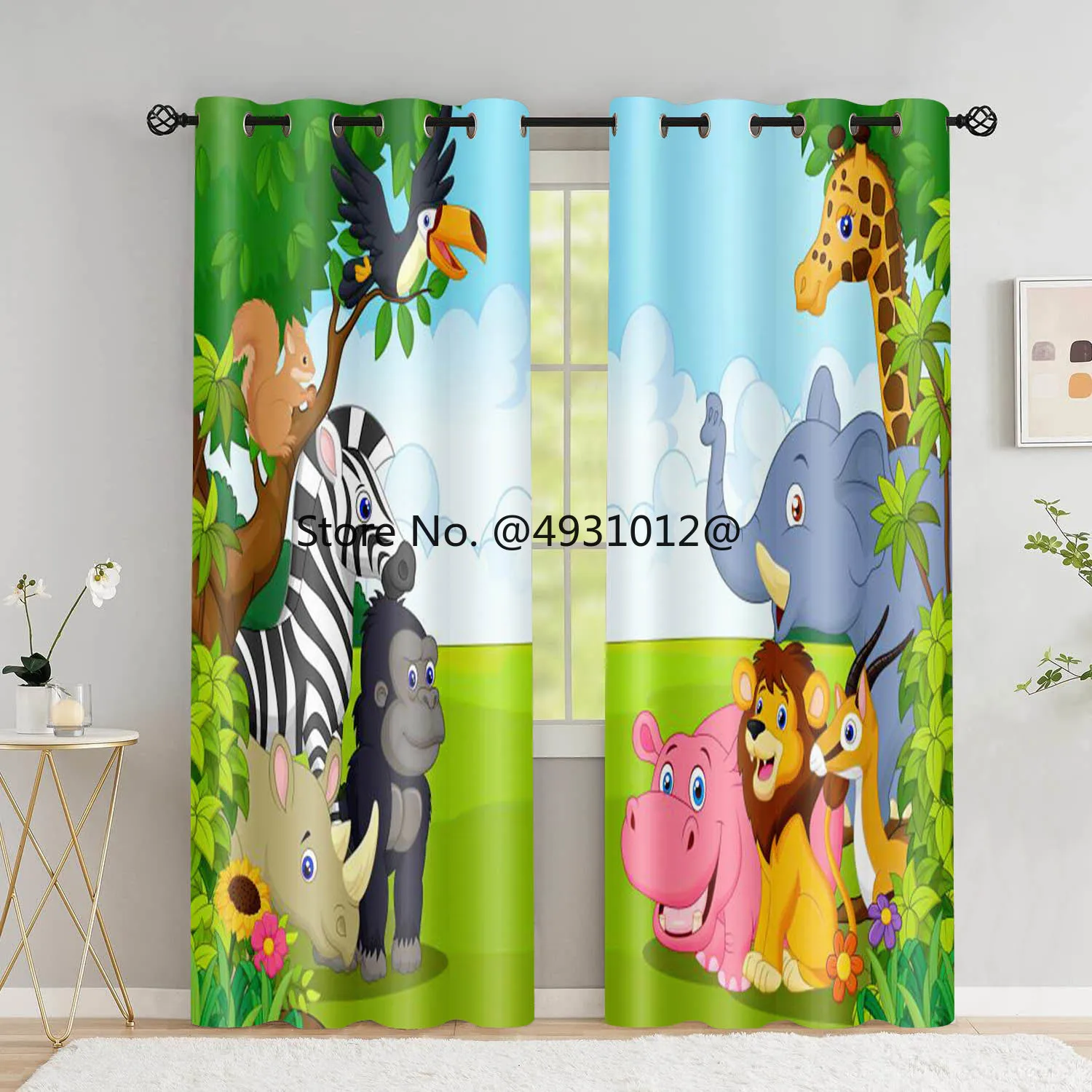 

2023 Animals Window Curtain Anime Jungle Forest Curtains Home Decor Blackout Drapes for Baby Children Bedroom Living Room