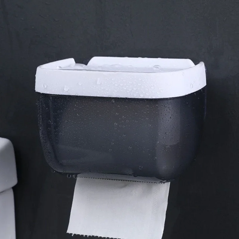 Toilet paper holder wall mount tissue holder bathroom storage box punch-free home supplies phone rack case waterproof