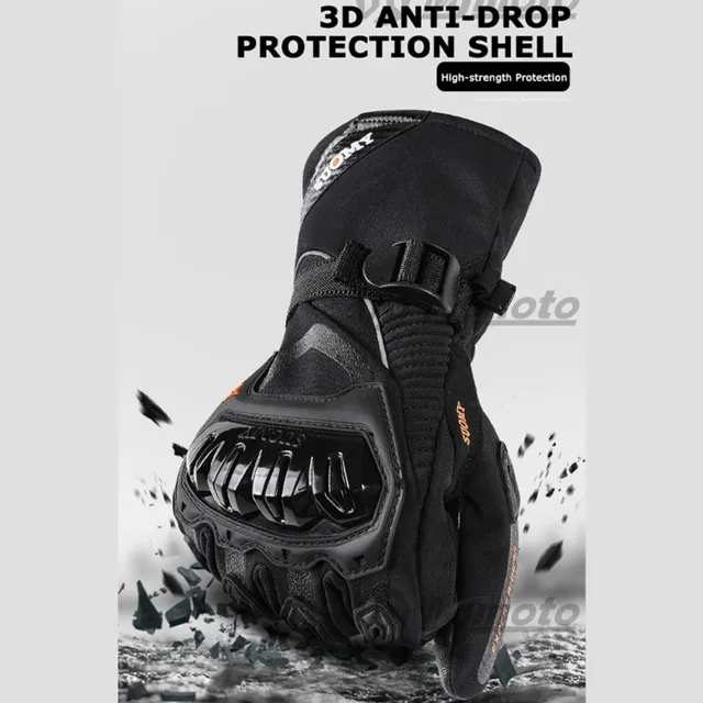 Suredépensé-Gants de moto coupe-vent et imperméables pour hommes, gants d'équitation de moto, écran tactile, motocross, moto, hiver 4