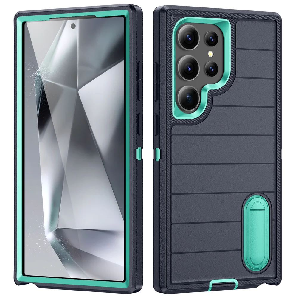Nova capa de proteção híbrida 3 em 1 Defender para Samsung Galaxy S24 Ultra Kickstand Body Cover Funda S24Plus_voghion.com