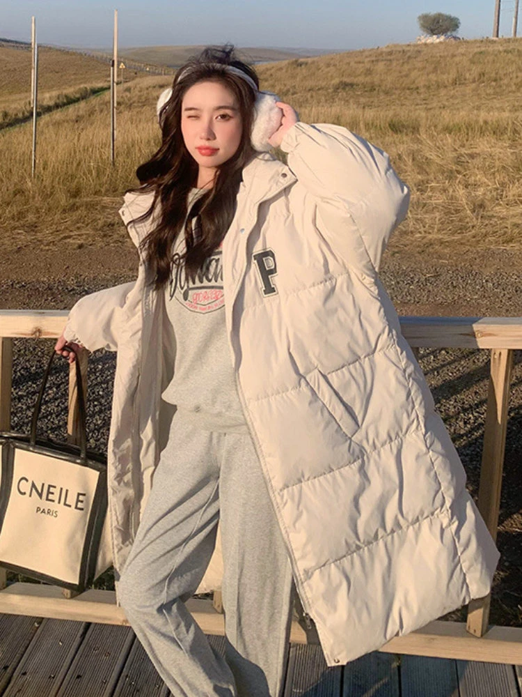 Down Jacket Female Winter 2023 Female Clothing Coat Medium Length Korean Style Loose  Long Down Jacket Women's Winter Jacket
