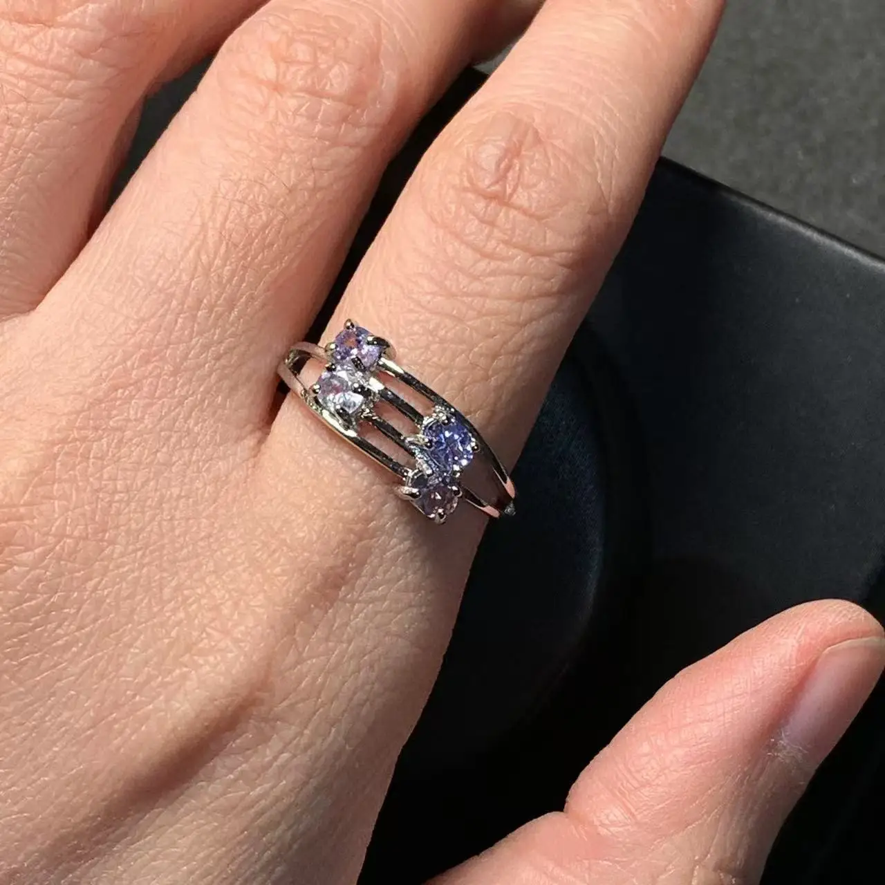 MM Natural Tanzanite Ring Adjustable Female Ring Jewelry for Women Gift Wholesale High Quality Vintage Fine