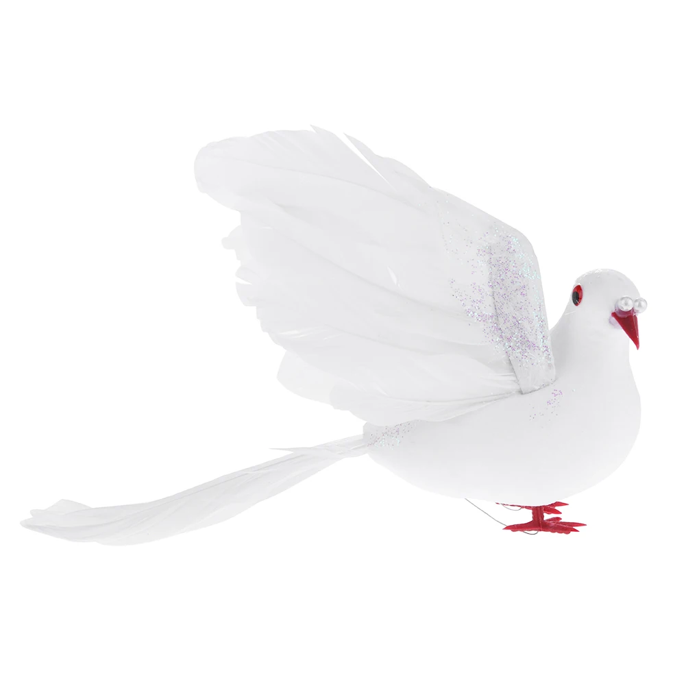 Spreading Wings Simulation Doves Portable Model Feather Bird White Doves Foam Plastic Foot Wedding Decor for Home Party Props