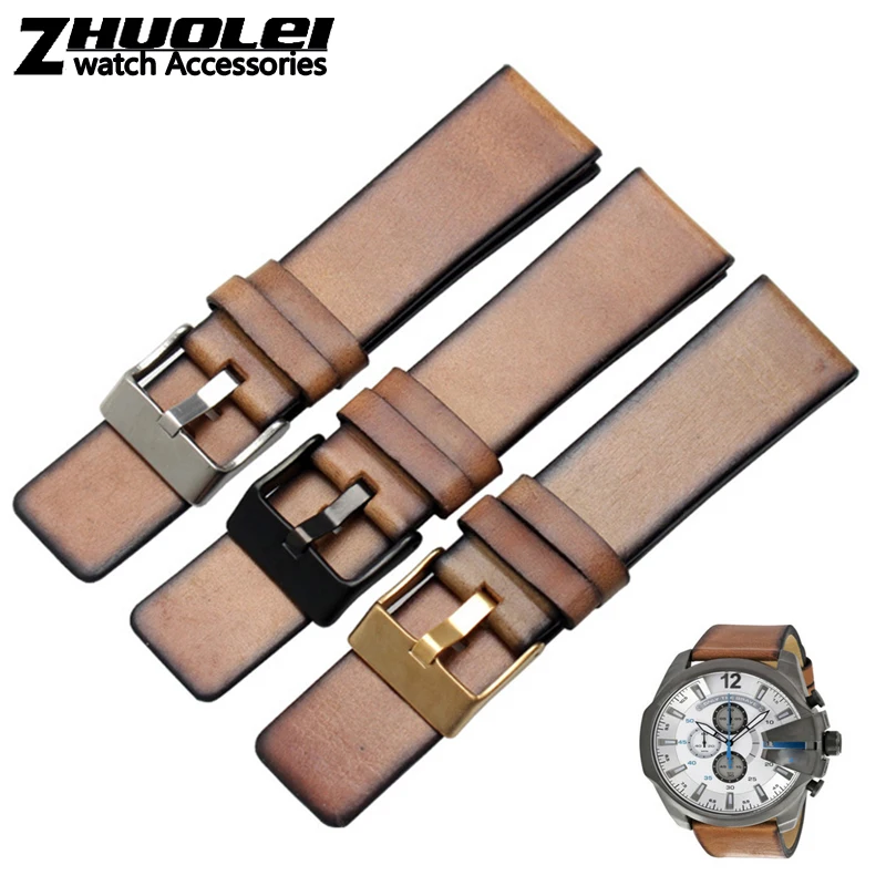 Quality Genuine Retro Leather Watchband for Men – Vintage Italian Leather Strap 22mm, 24mm, 26mm