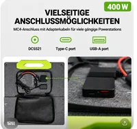 Panneau solaire pliable de 400 W, module solaire monocristallin avec un rendement de 23 %, revêtement ETFE et indice de protection IP67, idéal pour les centrales électriques portables, le camping et les véhicules de loisirs. 4