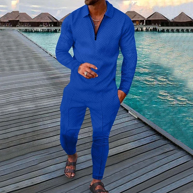 Spring Autumn Solid Y2K Men's Two-piece Suit Fashion Long Sleeve Sweatshirt and Long Pants Sport Sets Homme Casual Male Clothes