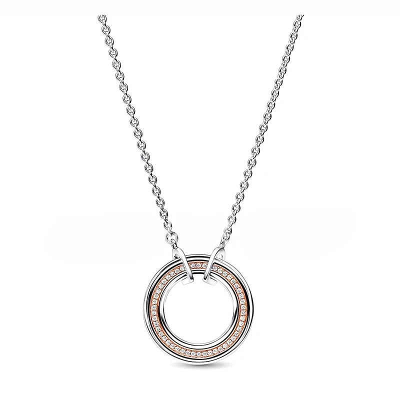 New 925 Silver Women's ME Gold Pearl Double Chain Creative Circle Pendant Necklace Women's Holiday High Quality Gift