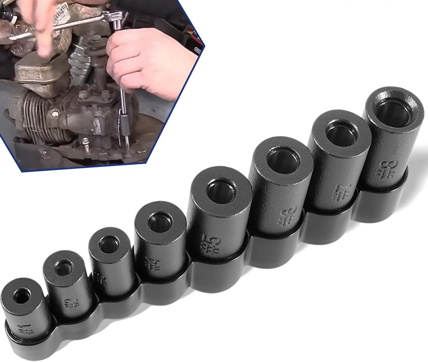 

70500 Tap Socket Set Use with 1/4" & 3/8" Drive, Fit Fractional MCTI Standard Tap thru 1/2" & 1/8" NPT taps & Metric Tap thru 12