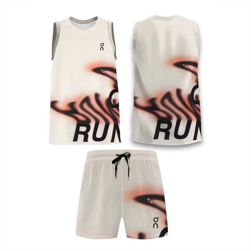 

Men's Summer Twist Font Design Sleeveless Sports Vest Shorts Tennis Badminton Set Fast Dry Sweat Run Fitness Two-Piece Set