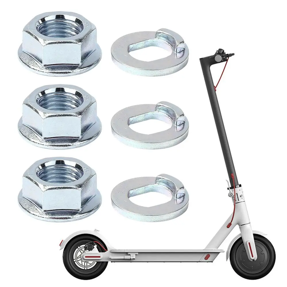 4PcsElectricScooterFrontWheelBoltsSteelSilverNutsWashersFixed