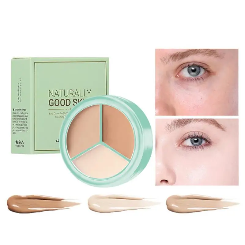 

Color Concealer Plate Professional Makeup Concealer Black Eye Circle Three Color Correction Facial Eye Cosmetics Cream Concealer