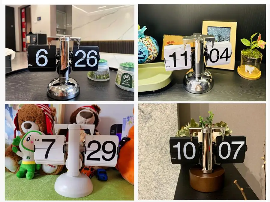 Description Picture 2 of itemVintage Flip Digital Clock Mechanical Automatically Flip Down Page Table Clock Office Flip Digital Clock Home Decor Gifts