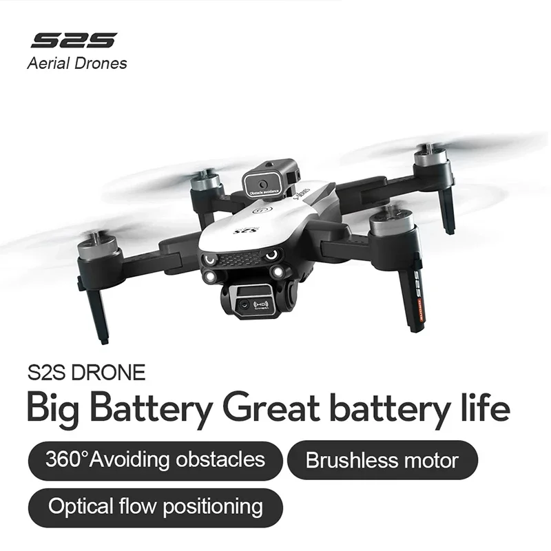 Drone Quadcopter S2S Drone 8K HD Dual Camera Brushless Motor Obstacle Avoidance Smart Aircraft RC Helicopter Professional Foldable Quadcopter Toy