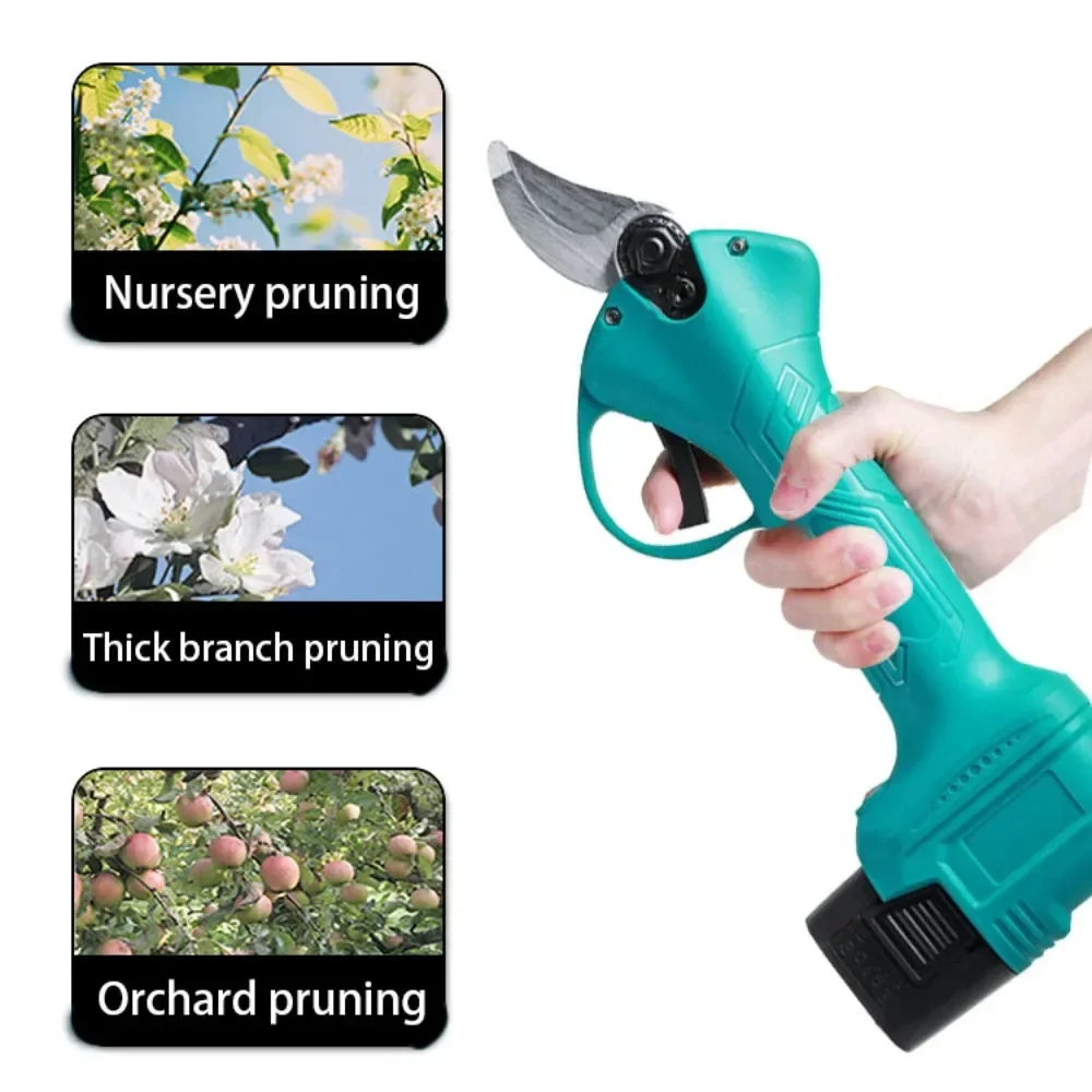 35mm Brushless Electric Pruning Shears Garden Tool Pruner Cordless Electric Garden Scissors Branches Cutter with 0/1/2 Battery 4