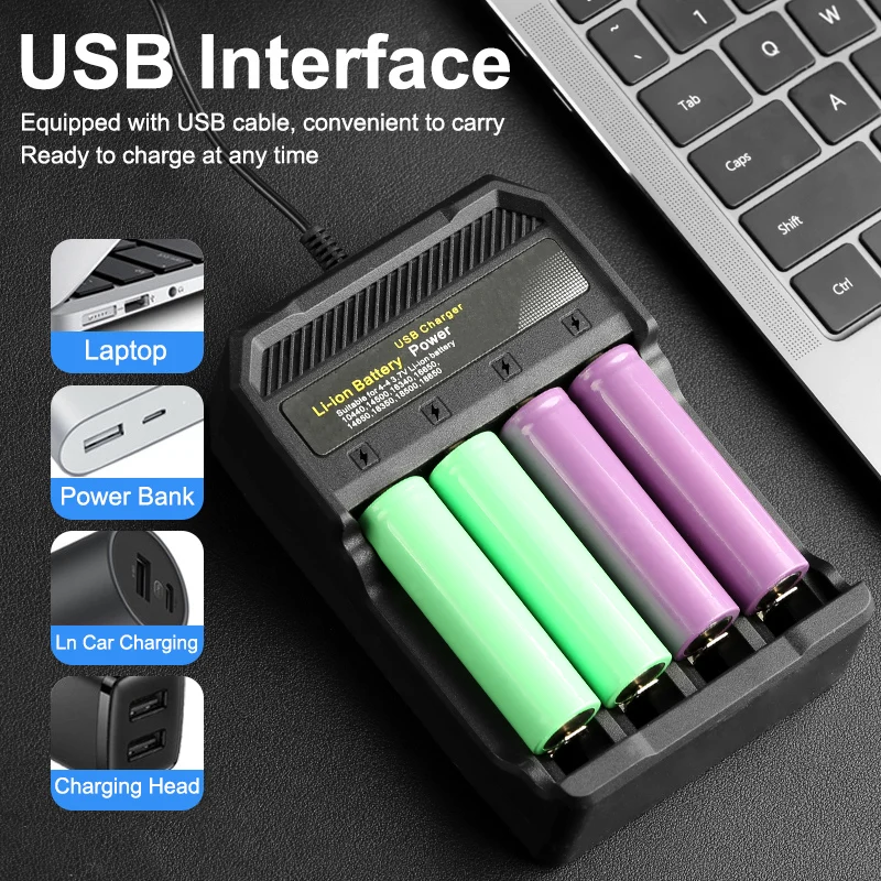 18650 Battery Charger For 18350 26650 16340 14500 18500 18650 Battery Holder Power Bank Shell Rechargeable-Battery Charger Case