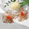 Boucles d'oreilles à fleurs transparentes en acrylique coloré pour femmes, grandes fleurs exagérées, accessoires bijoux de fête, 2025