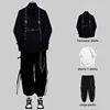HOUZHOU Techwear Pant Sets Men Punk 3 piece outfits Black Cargo Pants Long Sleeve Shirts Korean Streetwear Hip Hop Spring 1