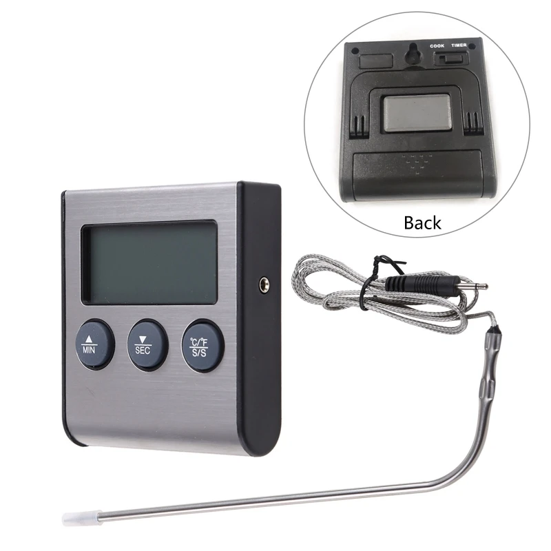 

Digital Kitchen Thermometer LCD Display Long Probe Alarm for Grill Oven 203C