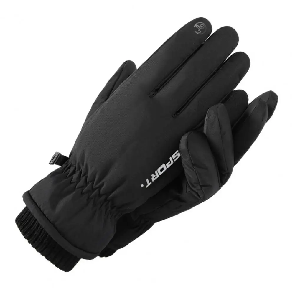 

Ski Gloves 1 Pair Trendy Letter Print Full Fingers Unisex Fluffy Lining Touch Screen Thermal Gloves Daily Wear