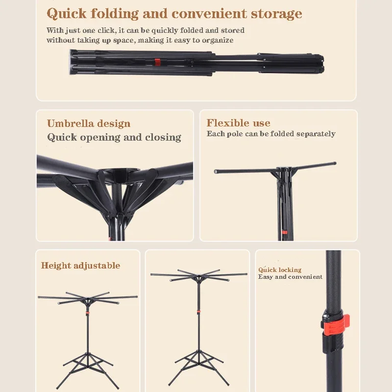 Foldable Standing Clothes Rack Home Floor Standing Clothes Rack Balcony Outdoor Drying Rack Bedroom Easy to Install Clothes빨래건조대 2