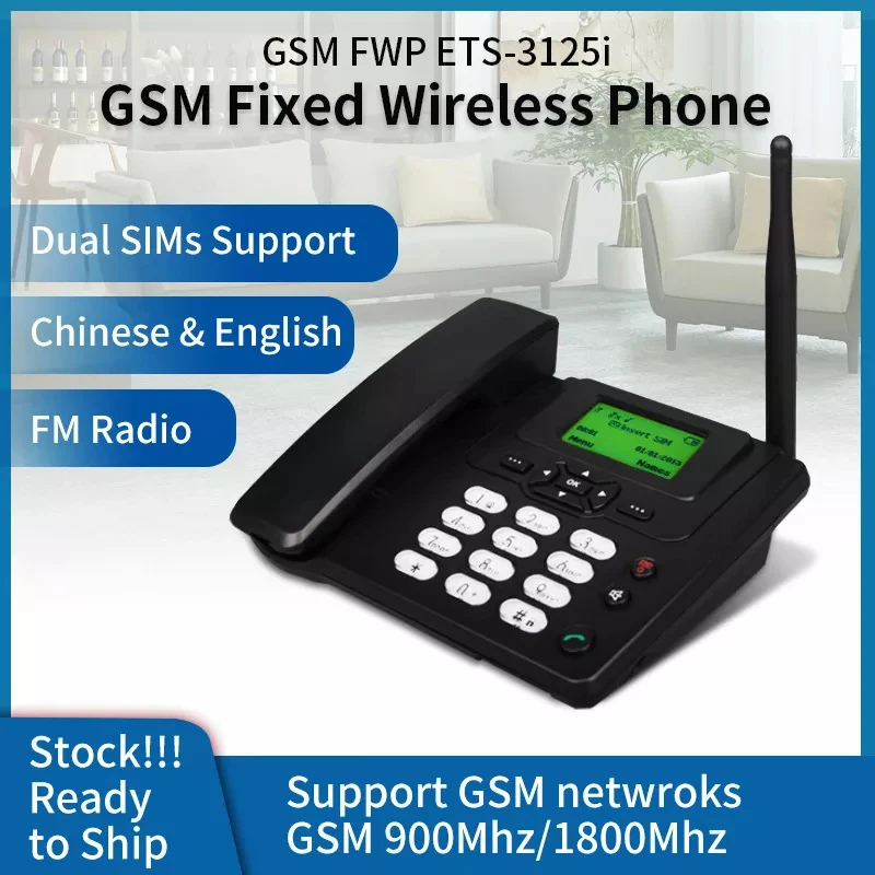 Description Picture 2 of item1 Set 4G Cordless Phones With Dual GSM SIM Card SD Card MP3 Wireless Fixed Phone Desktop Telephone for Office Home